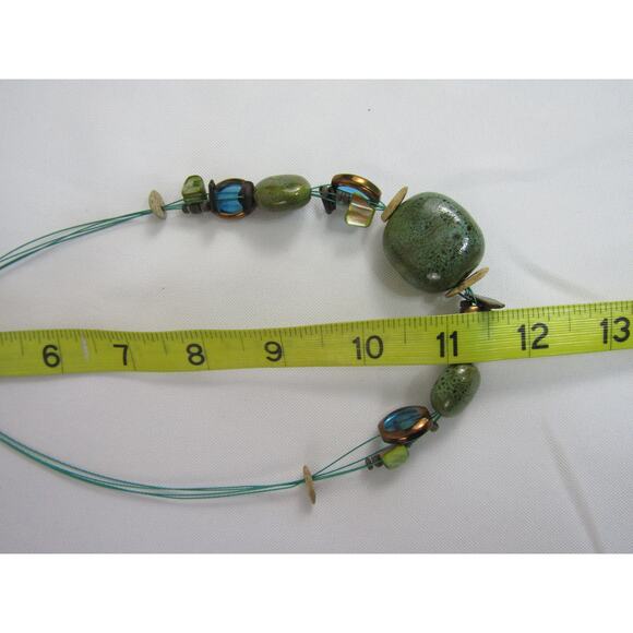 Premier Design VTG Chunky Turquoise Blue Green Bead Necklace 23" Boho Cottage - Picture 4 of 4